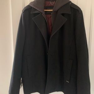 Men’s Guess wool pea coat with detachable hood